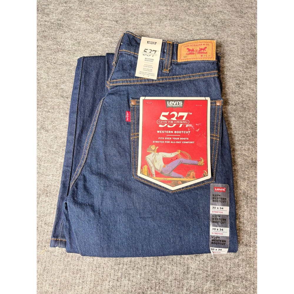 Levis 537 Western Bootcut Jeans Mens 30x34 Dark Wash Stretch Denim Cowboy Cut